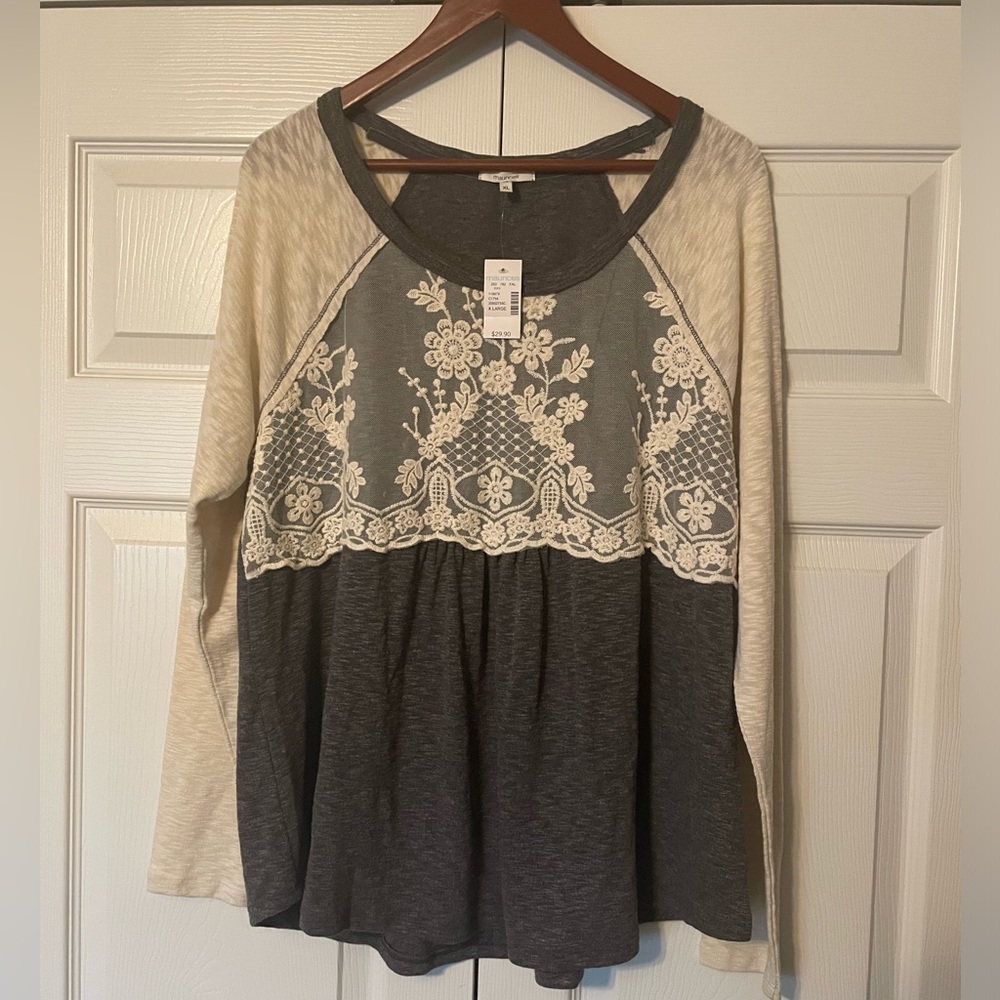 Maurices Lace Front/Sleeve Top